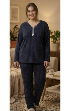 Miss Melina Büyük Beden % 100 Pamuk Uzun Kol Kadın Pijama Takımı Lacivert - 9030024004068 Koyu Lacivert Miss Melina Büyük Beden % 100 Pamuk Uzun Kol Kadın Pijama Takımı Lacivert - 9030024004068 Koyu Lacivert