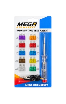 Mega Oto Market Araç Kontrol Kalemi Ve 10'lu Standart Bıçak Sigorta - Araç Elektrik Test Ve Sigorta Seti