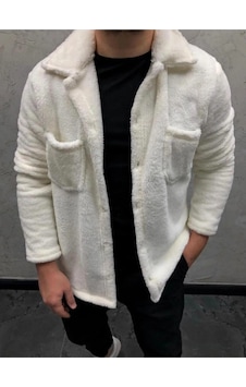 No Plan Unisex Normal Kalıp Cep Detaylı Düğmeli Kalın Pelüş Ceket-beyaz Beyaz No Plan Unisex Normal Kalıp Cep Detaylı Düğmeli Kalın Pelüş Ceket-beyaz Beyaz
