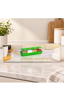 4 Parça Kaşıklı Kare Baharat Seti Diğer 4 Parça Kaşıklı Kare Baharat Seti Diğer
