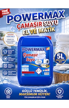 Powermax El Matik Çamaşır Suyu 5 L Çok Amaçlı Temizlik Tekli Powermax El Matik Çamaşır Suyu 5 L Çok Amaçlı Temizlik Tekli