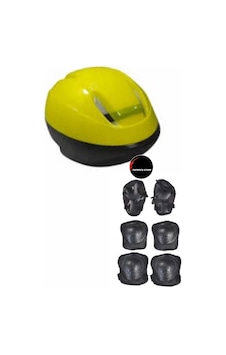 Çocuk Kask Dizlik Dirseklik Ellik Set 7 Parça Scooter Bisiklet Paten Kaykay Koruyucu Set Sarı Çocuk Kask Dizlik Dirseklik Ellik Set 7 Parça Scooter Bisiklet Paten Kaykay Koruyucu Set Sarı