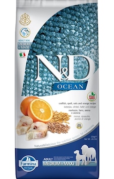 N&D Ocean Morina Balıklı ve Portakallı Düşük Tahıllı Orta ve Büyük Irk Yetişkin Köpek Maması 12 KG N&D Ocean Morina Balıklı ve Portakallı Düşük Tahıllı Orta ve Büyük Irk Yetişkin Köpek Maması 12 KG
