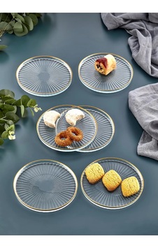 6 Lı Cam Kek Pasta Tabağı Seti-gold Yaldızlı Pasta Tabak Takımı Sunumluk Tabak Set Şeffaf Şeffaf 6 Lı Cam Kek Pasta Tabağı Seti-gold Yaldızlı Pasta Tabak Takımı Sunumluk Tabak Set Şeffaf Şeffaf