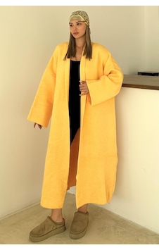 Olcay Oversize Kalın Triko Uzun Hırka Sarı 8274 Olcay Oversize Kalın Triko Uzun Hırka Sarı 8274