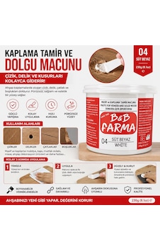 B&b Farma Kaplama Tamir Ve Dolgu Macunu 230 Gr Süt Beyaz Ahşap Tamir Macunu Çizik, Delik Ve Çatlak Onarıcı 400 Ml