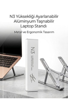 Ls N3 Alüminyum Taşınabilir Laptop Standı - Yükseklik Ve Açı Ayarlı, Ergonomik Notebook Tutucu