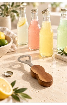 Bambu Saplı Şişe Açacağı Paslanmaz Çelik Uçlu Ergonomik Kapak Açıcı Kahverengi - 919952908 Kahverengi