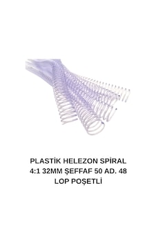 Plastik Helezon Spiral 4:1 32mm Şeffaf 50 Ad. 48 Lop Poşetli