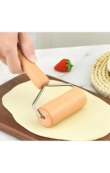 Ahşap Saplı Hamur Açıcı Mini Merdane, Bambu Pizza Hamur Açma Rulosu
