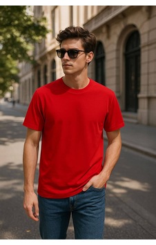 Markapia Erkek %100 Pamuk Basic T-shirt Çok Renkli Kırmızı Markapia Erkek %100 Pamuk Basic T-shirt Çok Renkli Kırmızı