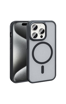Apple, Uyumlu iPhone 15 Pro Max Kılıf M-safe Şarj Özellikli Mat Arka Yüzey Zore Sio Kapak Lacivert