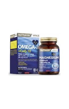 Nutraxin Omega-3 + Coq10 60 Yumuşak Kapsül Ve Nutraxin Magnezyum Complex 60 Tablet 2 Li Set Nutraxin Omega-3 + Coq10 60 Yumuşak Kapsül Ve Nutraxin Magnezyum Complex 60 Tablet 2 Li Set
