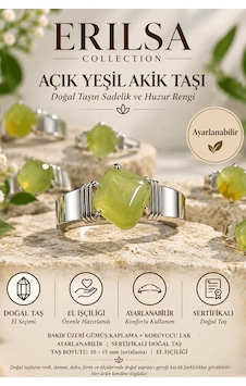 Sertifikalı Doğal Açık Yeşil Akik Taşı Ayarlanabilir El İşçiliği Çok renkli