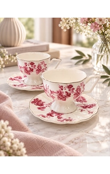2 Kişilik Vintage Pink Kahve Fincanı Seti-7616 Çok Renkli 2 Kişilik Vintage Pink Kahve Fincanı Seti-7616 Çok Renkli