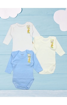 Üçlü Uzun Kollu Bebek Body Alttan Çıtçıtlı Zıbın 1-9 Ay 001
