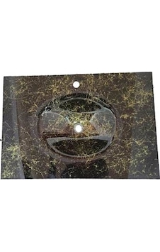 Cam Lavabo Siyah Altın Desenli 100 x 56 CM 15 MM Cam Lavabo Siyah Altın Desenli 100 x 56 CM 15 MM
