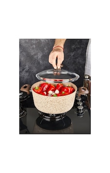 Creamy 32 Cm Granit Derin Tencere Krem Creamy 32 Cm Granit Derin Tencere Krem