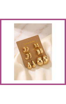 Gees Global Gold Renk Metalik Kaplamalı 6 Çift Ccb Küpe Seti Gbzs Gees Global Gold Renk Metalik Kaplamalı 6 Çift Ccb Küpe Seti Gbzs