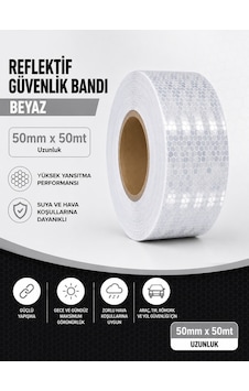Bal Petekli Reflektif Bant Beyaz 50mm X 50m Kendinden Yapışkanlı Reflektör Şerit Uyarı Bandı