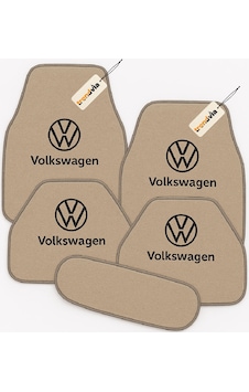 Volkswagen Logolu Bej Oto Halı Paspas Seti 5 Parça Araca Özel Şık Ve Kaymaz Zemin Koruma