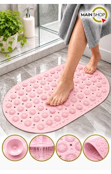 Vantuzlu Banyo Ve Duşakabin Kaydırmaz Paspas, Küvet İçi Masaj Etkili Mat 37x69 Cm M-142 Pembe Vantuzlu Banyo Ve Duşakabin Kaydırmaz Paspas, Küvet İçi Masaj Etkili Mat 37x69 Cm M-142 Pembe