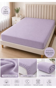 Barley Ogi Pamuklu Lastikli Çarşaf Çift Kişilik 160x200 + 20 Cm Lila Barley Ogi Pamuklu Lastikli Çarşaf Çift Kişilik 160x200 + 20 Cm Lila