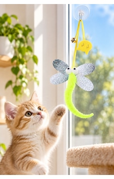 Çıngıraklı Kedi Oyuncağı Yapışkanlı Kedi Oyun Oltası Renkli Ponponlu Hacıyatmaz Oyuncak Zıplayan Top