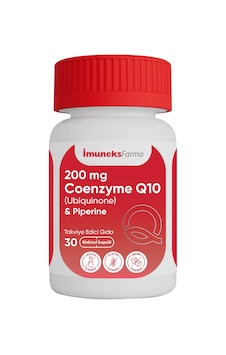 İmuneks Farma 200 mg Koenzim Q10 (Ubikinon) & Piperin Takviye Edici Gıda 30 Kapsül İmuneks Farma 200 mg Koenzim Q10 (Ubikinon) & Piperin Takviye Edici Gıda 30 Kapsül