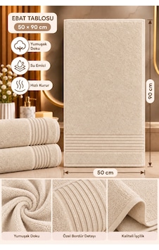 2'li 100% Pamuk Bordürlü Yüz Havlusu 50x90 Cm Yüksek Su Emici Banyo El Yüz Havlusu Bej 2'li 100% Pamuk Bordürlü Yüz Havlusu 50x90 Cm Yüksek Su Emici Banyo El Yüz Havlusu Bej