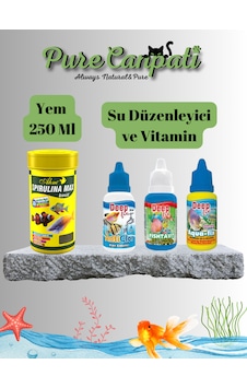 Purecanpati Akvaryum Balık Bakım Seti Spirulina Max Granulat Yem 250 Ml + Su Düzenleyici & Vitamin Purecanpati Akvaryum Balık Bakım Seti Spirulina Max Granulat Yem 250 Ml + Su Düzenleyici & Vitamin