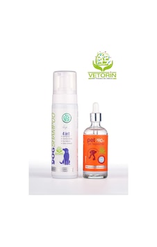 Vetorin 2li Köpek Seti Tüy Bakımı Koku Önleyici Şampuan+Pet Pro+ Probiyotikli  Düzenleyici