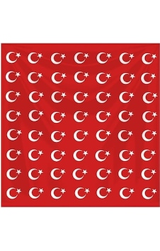 Herşey Nota Ay Yıldız Kırmızı Fular Bandana 1787 Çok Renkli