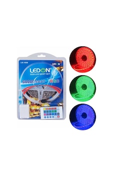 Ledon Ld-1606 Su Geçirmez 5 Metre Rgb Şerit Led Animasyon Devreli Adaptörlü Set 5050 3 Çipli Silikon