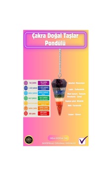 Mga Doğal Taş 7 Çakra Doğal Taş Pandül - Sarkaç Doğal Taş Gerçek Hakiki Pandül Sarkaç 7 Renk 7 Renk