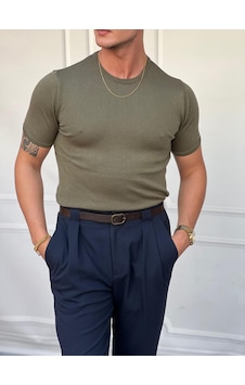 Modefendi Yüksek Kalite Slim Fit Triko Kumaş Tshirt Yeşil Modefendi Yüksek Kalite Slim Fit Triko Kumaş Tshirt Yeşil