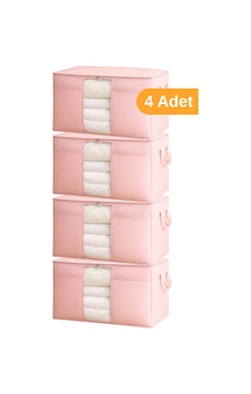 Serstil 4 Adet - Pencereli Yastık Yorgan Hurcu 75 X 40 X 40 Cm - Pembe Benekli Serstil 4 Adet - Pencereli Yastık Yorgan Hurcu 75 X 40 X 40 Cm - Pembe Benekli