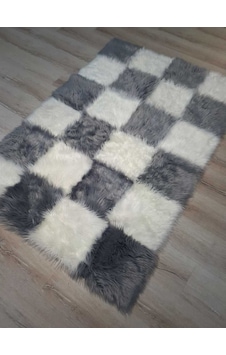 Yamalı Home Style Post Halı Gri Beyaz 120X180 Cm