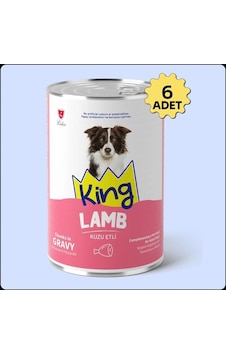 King Sos İçerisinde Et Parçacıklı Kuzu Etli Köpek Konservesi 400 Gr 6 Adet King Sos İçerisinde Et Parçacıklı Kuzu Etli Köpek Konservesi 400 Gr 6 Adet
