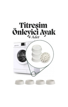 4'lü Çamaşır Bulaşık Makinesi Titreşim Önleyici Ayak Yükseltici Siyah Eşya Altlığı Ses Önleyici Ayak Beyaz