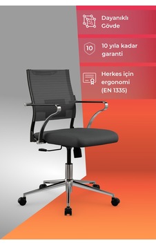 Ergolife Sit Air 24/7 M4-281k - Fileli, Krom, Tekerlekli, Toplantı, Ofis, Bekleme Sandalyesi - 697.5d.1.2a2 Siyah Ergolife Sit Air 24/7 M4-281k - Fileli, Krom, Tekerlekli, Toplantı, Ofis, Bekleme Sandalyesi - 697.5d.1.2a2 Siyah