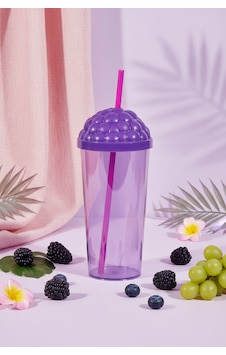 Özel Pipetli Bardak 700 Ml, Renkli Ve Pratik Mor