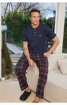 Relax Mode Erkek Laci Patlı Kısa Kol Alt Uzun Pijama Takımı - 6310-6r Lacivert Relax Mode Erkek Laci Patlı Kısa Kol Alt Uzun Pijama Takımı - 6310-6r Lacivert
