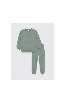LC Waikiki Lcw Kids Yeşil Bisiklet Yaka Erkek Çocuk Sweatshirt Ve Eşofman Alt 2'li