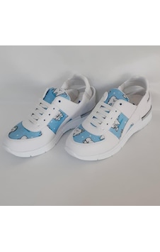 Diş Desenli Ortopedik Spor Sandalet Beyaz - Mavi Diş Desenli Ortopedik Spor Sandalet Beyaz - Mavi