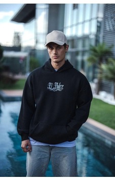 Rkm Ticaret Üç İplik Penye Kapşonlu Baskılı Sweatshirt - Siyah Rkm Ticaret Üç İplik Penye Kapşonlu Baskılı Sweatshirt - Siyah