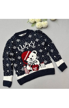 Unisex Triko Kazak Yeni Yıl - Kar - Kış Konsept Dokumalı Renkli Geniş Model Yelpazesi Lucky Lacivert Unisex Triko Kazak Yeni Yıl - Kar - Kış Konsept Dokumalı Renkli Geniş Model Yelpazesi Lucky Lacivert