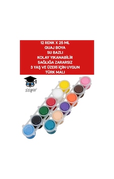 12 Renk X 25 Ml Guaj Boya Su Bazlı Kolay Yıkanabilir Sağlığa Zarar 3 Yaş Ve Üzeri İçin Uygun Çok Renkli 12 Renk X 25 Ml Guaj Boya Su Bazlı Kolay Yıkanabilir Sağlığa Zarar 3 Yaş Ve Üzeri İçin Uygun Çok Renkli