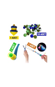 Nostalji Eğitici Oyuncaklar -10 Misket -1 Plastik Topaç -1 Saksafon Üflemeli Top-1 Adet Işıklı Sapan Nostalji Eğitici Oyuncaklar -10 Misket -1 Plastik Topaç -1 Saksafon Üflemeli Top-1 Adet Işıklı Sapan