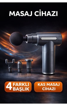 Profesyonel Masaj Cihazı 4 Başlıklı Derin Kas Masaj Aleti Gri Profesyonel Masaj Cihazı 4 Başlıklı Derin Kas Masaj Aleti Gri
